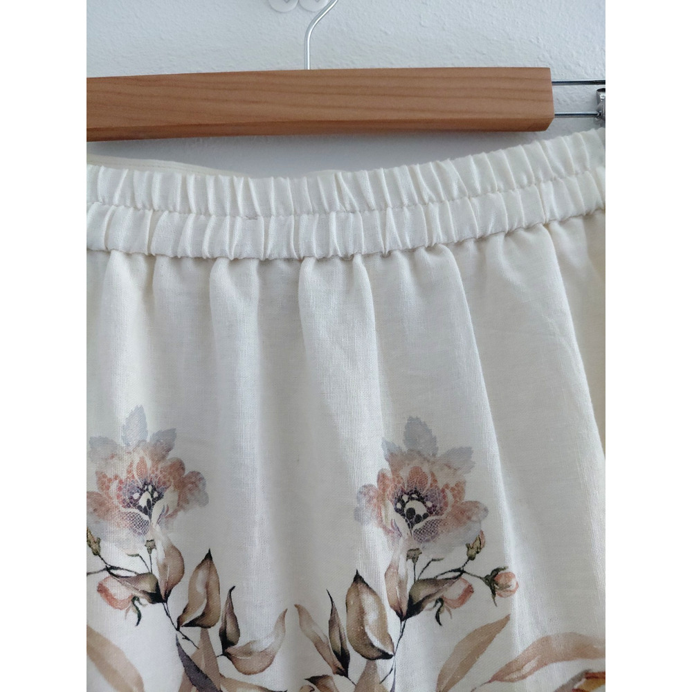 House of Harlow 1960 Boho Floral Midi Skirt LARGE Linen Chintz Tiered Pink Girly - Picture 5 of 15